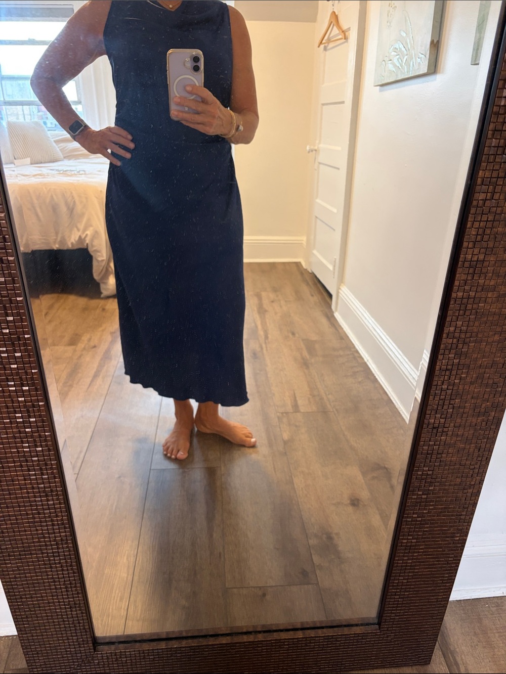 bebe Navy Ribbed Maxi Dress Skirt